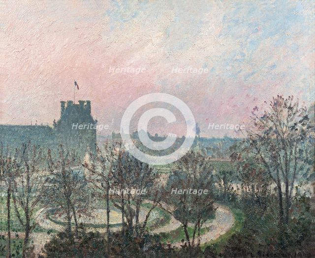Le Jardin des Tuileries et le pavillon de Flore, gelée blanche, 1900. Creator: Camille Pissarro.