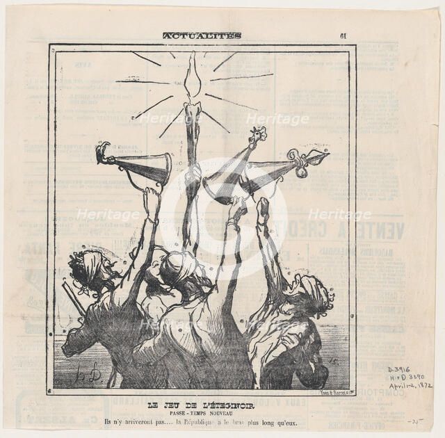 Le Jeu de l'Éteginoir [sic l'éteignoir], 1872.  Creator: Honore Daumier.