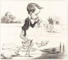 Le jeune Estancelin est obligé de rentrer en classe!, 1849. Creator: Honore Daumier