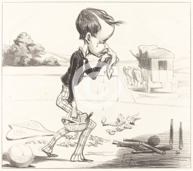 Le jeune Estancelin est obligé de rentrer en classe!, 1849. Creator: Honore Daumier.
