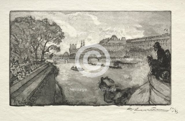Le Louvre, vu du Pont Neuf, 1890. Creator: Auguste Louis Lepère (French, 1849-1918).