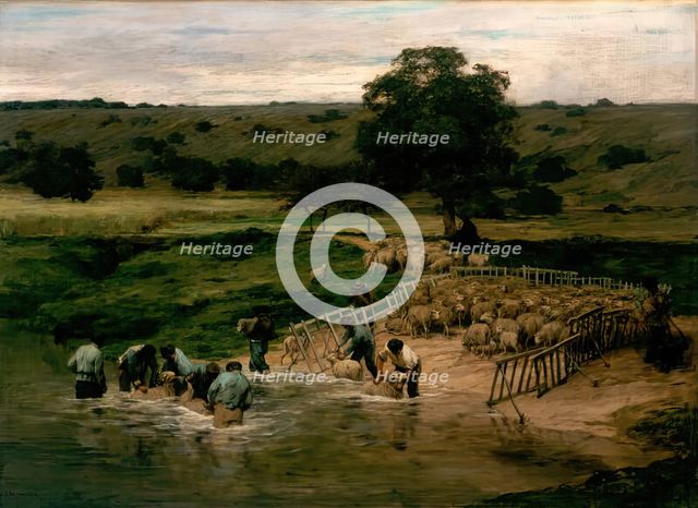 Le Lavage des Moutons, Exhib. 1876. Creator: Leon-Augustin Lhermitte.