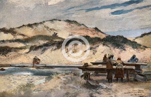 ''Le Lavoir du 3e Tirailleurs tunisiens a Oost-Duinkerke.', c1915. Creator: Unknown.
