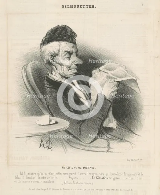 Le lecture du journal, 19th century. Creator: Honore Daumier.