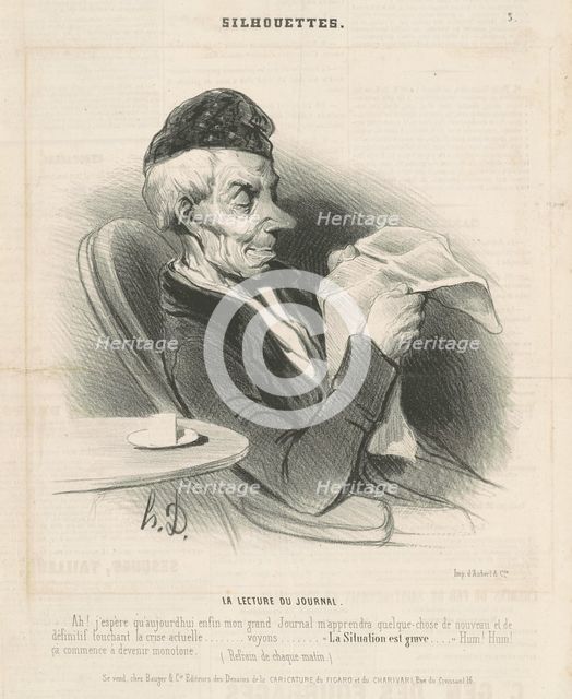 Le lecture du journal, 19th century. Creator: Honore Daumier.