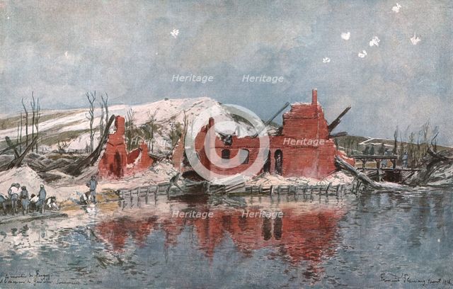 'Le Moulin de Fargny, ou passait la premiere ligne francaise, et le Chapeau de..., 1916 (1924) Creator: Francois Flameng.
