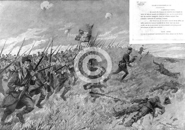 ''Le moment n'est plus de regarder en arriere; En avant a la baionette !', 1914. Creator: Georges Bertin Scott.