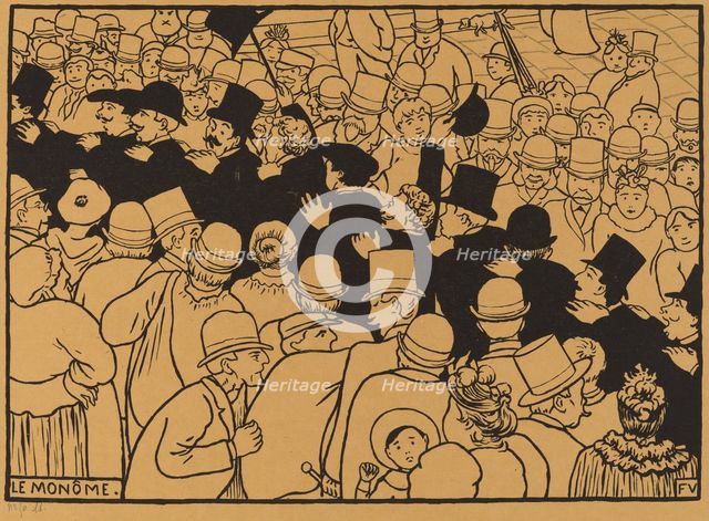 Le Monôme (Parading through the Streets in Single File), 1893. Creator: Félix Vallotton.