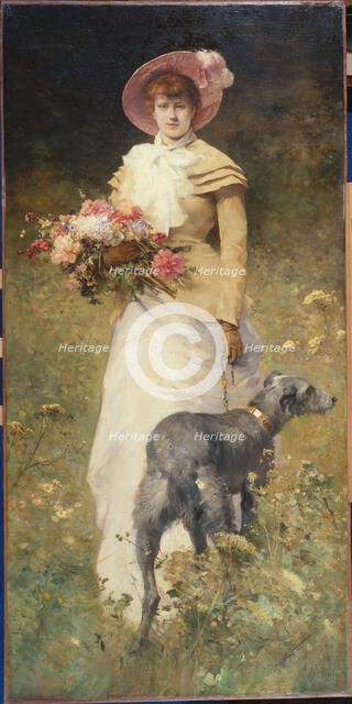 Le Matin, dit aussi Femme au chien, c1880. Creator: Ferdinand Heilbuth.