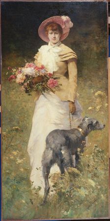 Le Matin, dit aussi Femme au chien, c1880. Creator: Ferdinand Heilbuth