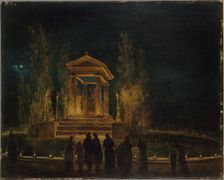 Le Mausolée provisoire de Jean-Jacques Rousseau, sur le bassin des Tuileries, avant la..., c1794. Creator: Hubert Robert