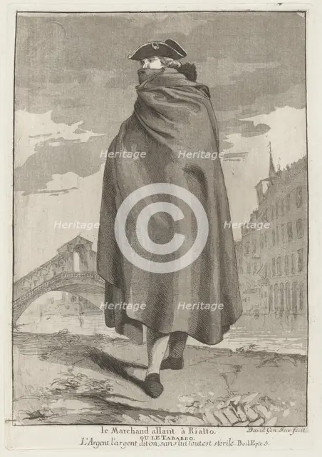Le Marchand allant à Rialto (The Merchant at the Rialto), 1775. Creator: Giovanni David.