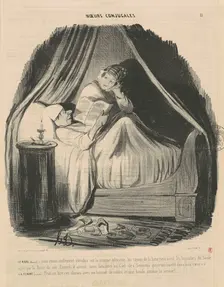 Le mari lisant: nous étions mollement étendus..., 19th century. Creator: Honore Daumier