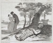 Le mari s'assoupissant, 1853. Creator: Honore Daumier