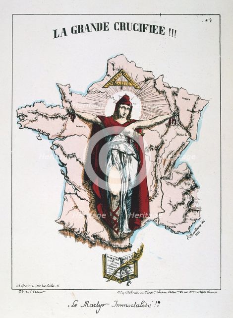 'Le Martyr Immortalise!', allegory of Republican France, 1871.  Artist: E Courtaux