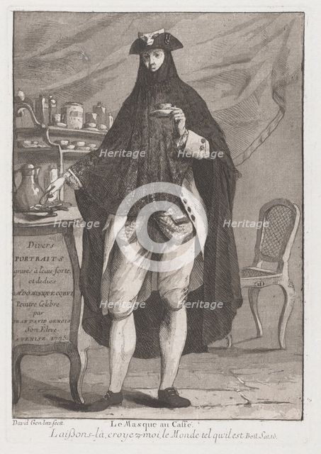 Le Masque au caffé (The Masked Man Taking Coffee), 1775. Creator: Giovanni David.