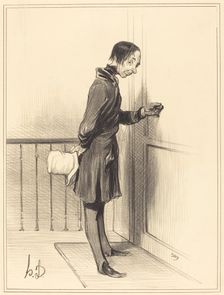 Le mendiant à domicile, 1841. Creator: Honore Daumier