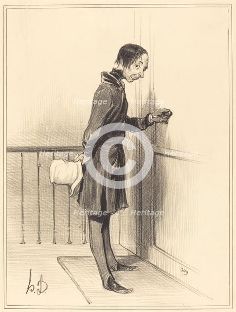 Le mendiant à domicile, 1841. Creator: Honore Daumier.