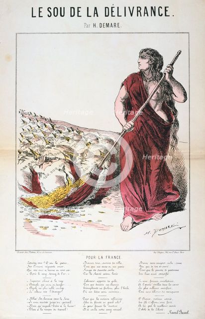 'Le Sou de la Delivrance' caricature and song sheet, Franco-Prussian War, 1870-1871. Artist: Anon