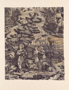Le Solitaire au Pont du Torrent (The Hermit at the Bridge over the Torrent) (Furnishing Fabric), c18 Creator: Hartmann et Fils