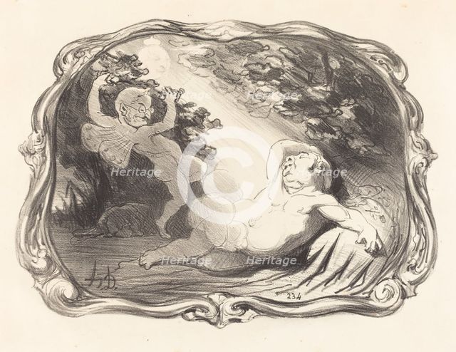 Le Sommeil d'Endymion-Berryer, 1851. Creator: Honore Daumier.