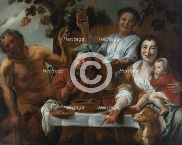 Le satyre et le paysan, between 1644 and 1645. Creators: Jacob Jordaens, Workshop of Jacob Jordaens.