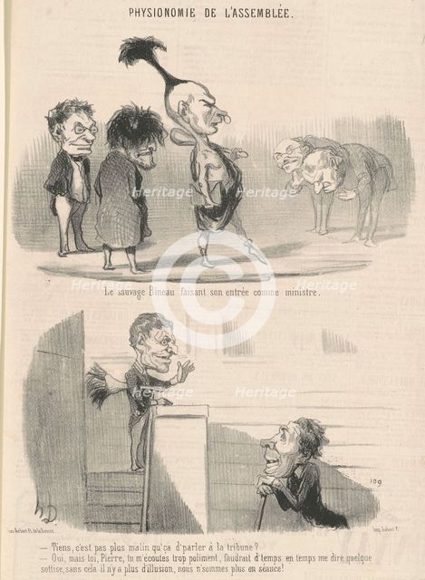 Le sauvage Bineau faisant son entrée comme ministre, c1849.  Creator: Honore Daumier.
