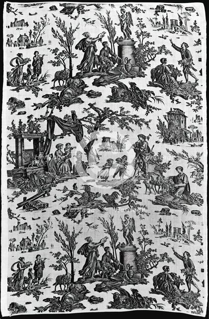 Le Sacrifice à l'Amour (Offrande à l'Amour) (Furnishing Fabric), France, c. 1795. Creator: Christophe-Philippe Oberkampf.
