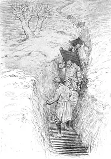 'Le second hiver aux tranchees; le "plancheiage" d'un boyau. 1916. Creator: Unknown