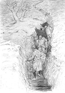 'Le second hiver aux tranchees; le "plancheiage" d'un boyau. 1916. Creator: Unknown