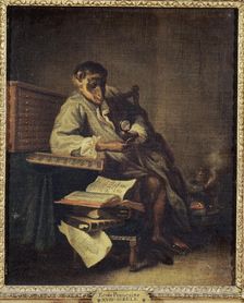 Le singe antiquaire, 1740. Creators: Unknown, Jean-Simeon Chardin