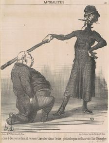 Le Sire de Berryer se fesant recevoir Chevalier dans l'ordre philantropico-militaire, 19th century. Creator: Honore Daumier