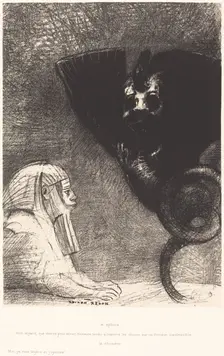 Le Sphynx...mon regard que rien ne peut devier, demeure tendu a travers les choses..., 1889. Creator: Odilon Redon