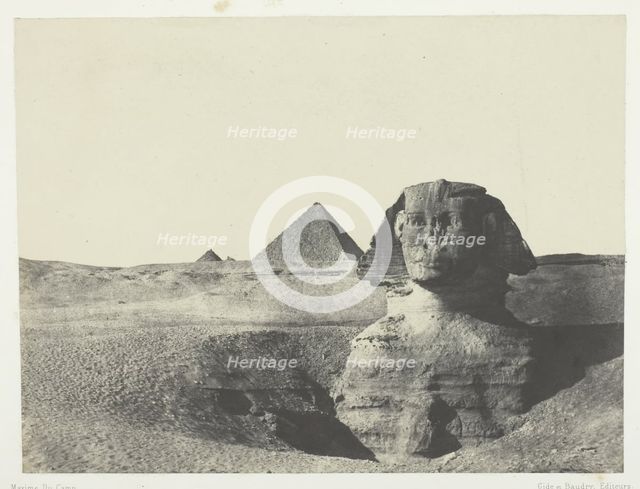 Le Sphynx vu de Face, Egypte Moyenne, 1849/51, printed 1852. Creator: Maxime du Camp.