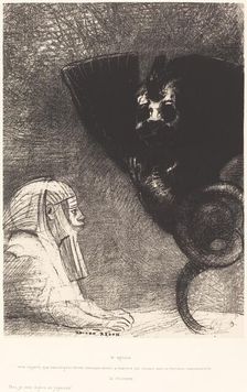Le Sphynx...mon regard que rien ne peut devier, demeure tendu a travers les choses..., 1889. Creator: Odilon Redon