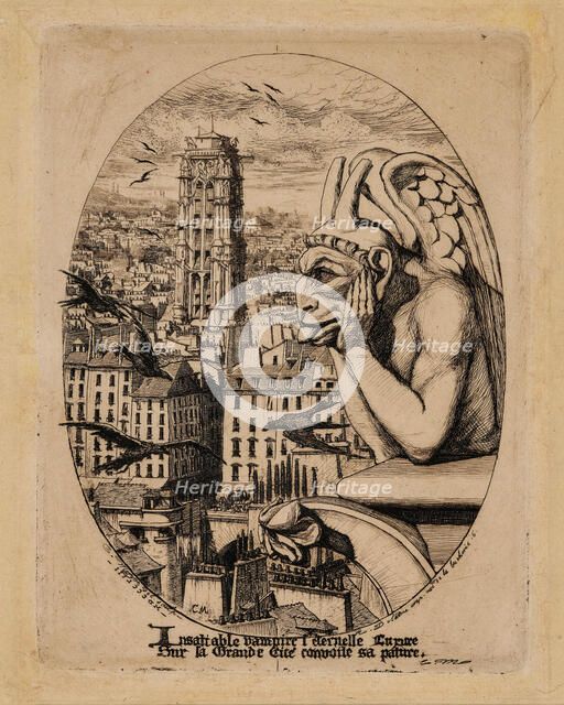 Le Stryge (The Vampire), 1853. Creator: Meryon, Charles (1821-1868).