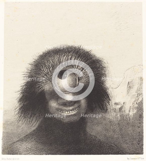 Le Polype difforme flottait sur les rivages, sorte de cyclope souriant et hideux..., 1883. Creator: Odilon Redon.