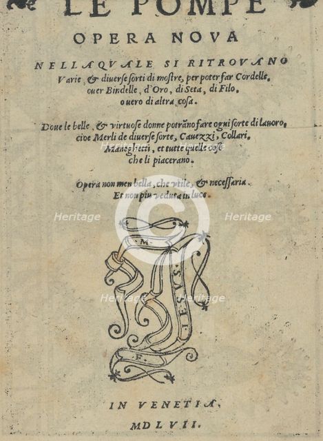 Le Pompe: Opera Nova, title page (recto), 1557. Creators: Melchiorre Sessa, Giovanni Battista Sessa.