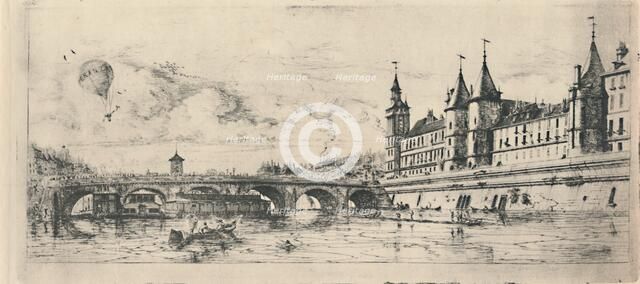 'Le Pont-Au-Change (2nd State, 6 1/8 x 13 1/16 Inches)', 1854, (1927). Artist: Charles Meryon.