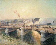 Le Pont Boieldieu, Rouen, Soleil Couchant [The Pont Boieldieu at Sunset], 1896. Creator: Camille Pissarro