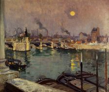 Le Pont de Grenelle, vu de la maison de l'artiste, quai Louis-Blériot, actuels 15ème...c1852-1889. Creator: Alexandre Nozal