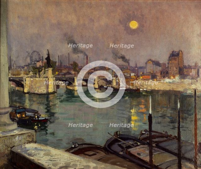 Le Pont de Grenelle, vu de la maison de l'artiste, quai Louis-Blériot, actuels 15ème...c1852-1889. Creator: Alexandre Nozal.