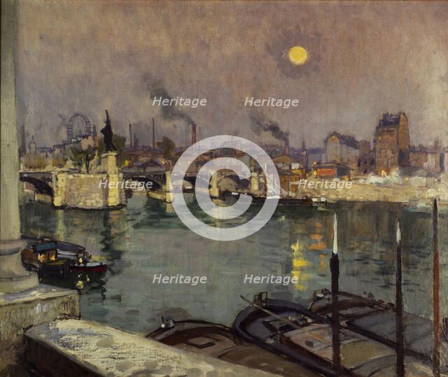 Le Pont de Grenelle, vu de la maison de l'artiste, quai Louis-Blériot, actuels 15ème...c1852-1889. Creator: Alexandre Nozal.