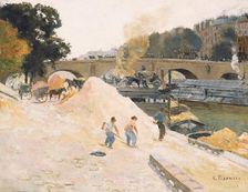Le Pont-Marie vu depuis le quai d'Anjou, 1875. Creator: Pissarro; Camille (1830-1903)