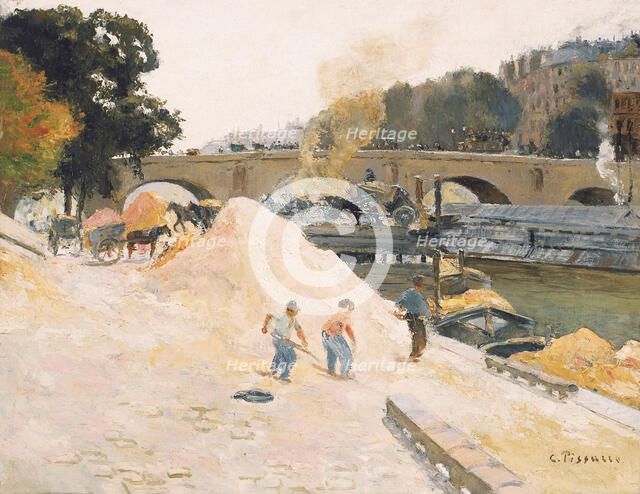 Le Pont-Marie vu depuis le quai d'Anjou, 1875. Creator: Pissarro; Camille (1830-1903).