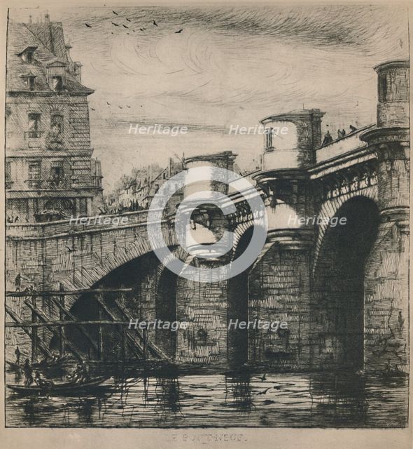 'Le Pont-Neuf (8th State, 7 3/16 x 7 1/4 Inches)', 1853, (1927). Artist: Charles Meryon.