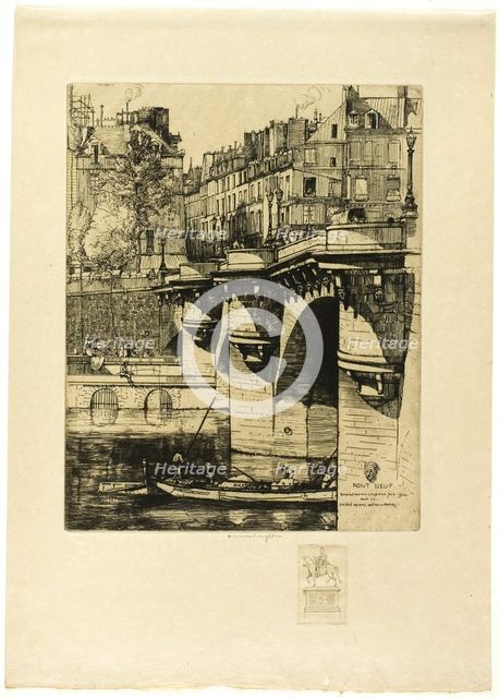 Le Pont Neuf, Paris (with remarque), 1906. Creator: Donald Shaw MacLaughlan.
