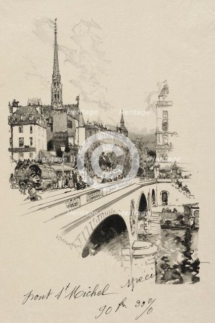 Le Pont St. Michel. Creator: Auguste Louis Lepère (French, 1849-1918).