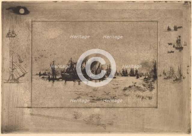 Le Port aux Mouettes (Port with Seagulls), 1886. Creator: Felix Hilaire Buhot.