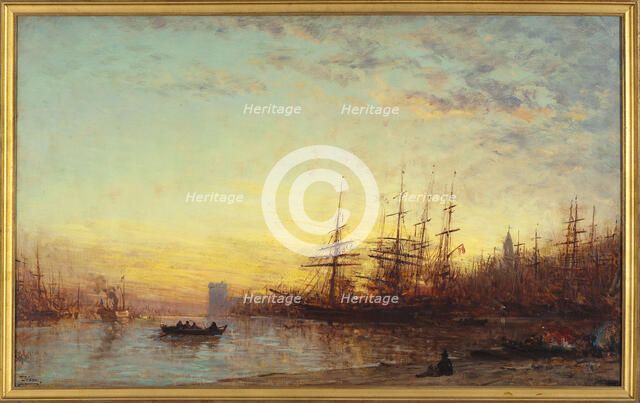 Le port de Marseille au coucher du soleil, between 1890 and 1895. Creator: Felix Francois Georges Philibert Ziem.